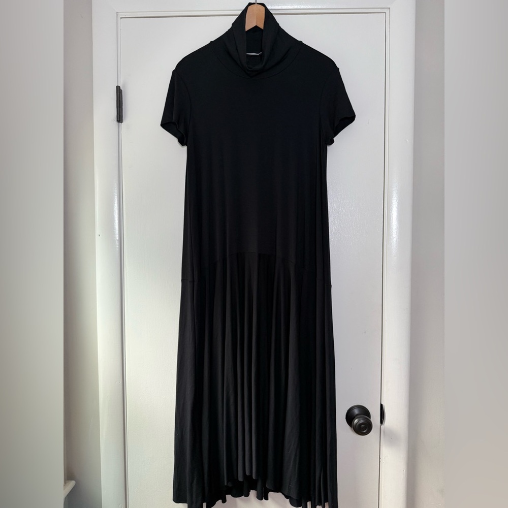 Nadia Tarr Butter Dress High Neck Short Sleeve Maxi Flowy One Size Quiet Luxury